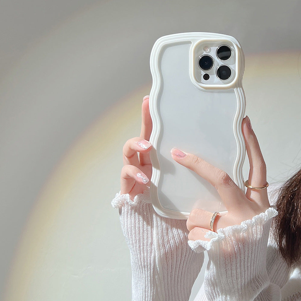 Wave Border Mobile Phone Case Solid Color Simple Candy Color - Small Enterprise