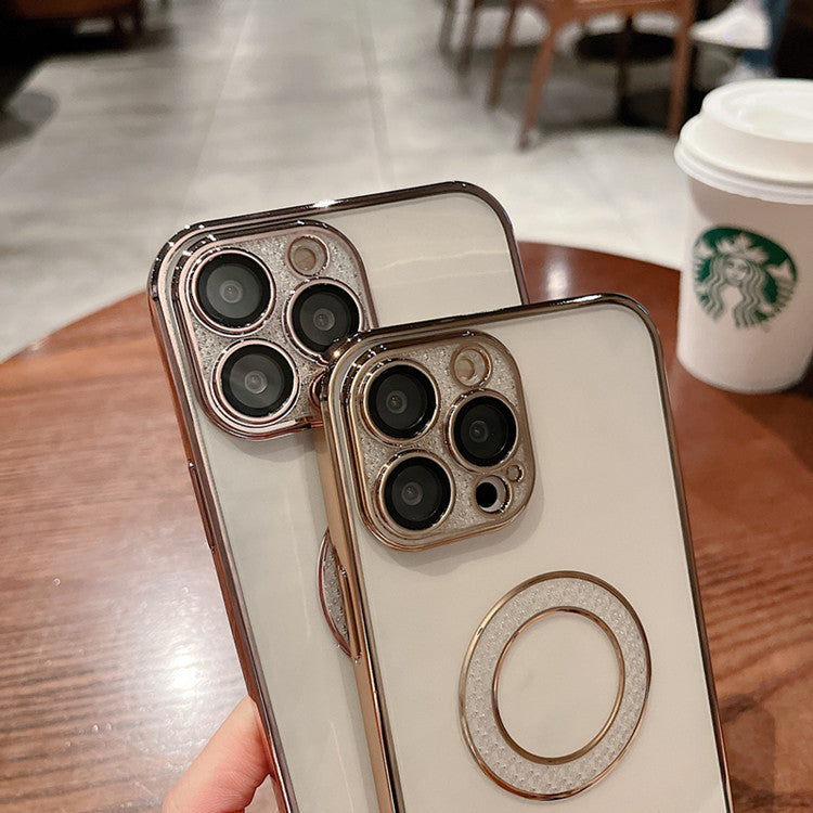 Electroplating Soft Diamond Ring Phone Case Drill Leakage Standard Mobile Phone Case Lens Film - Small Enterprise