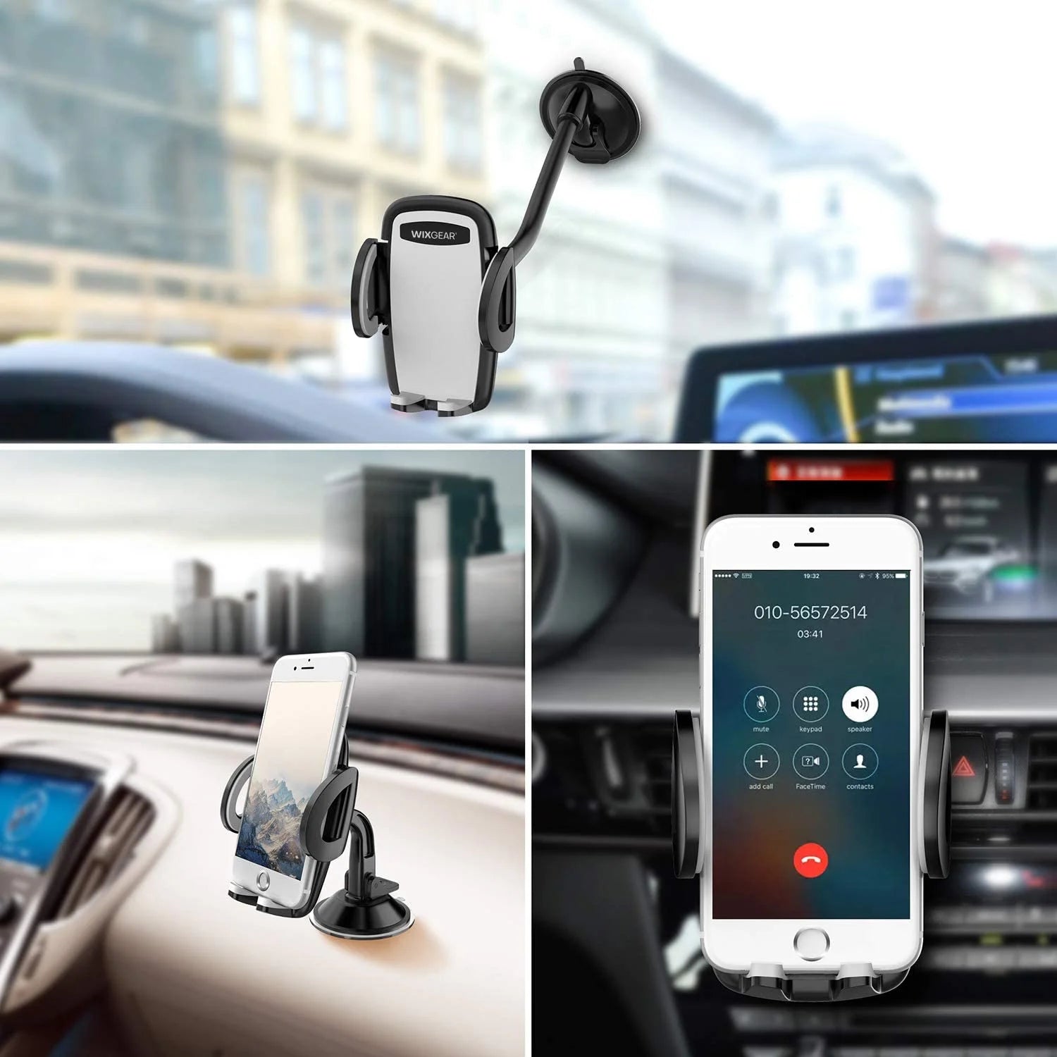 3-In-1 Universal Car Phone Mount, Phone Holder for Car, Cell Phone Car Mount Air Vent Holder