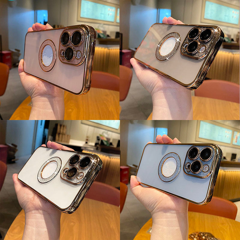 Electroplating Soft Diamond Ring Phone Case Drill Leakage Standard Mobile Phone Case Lens Film - Small Enterprise