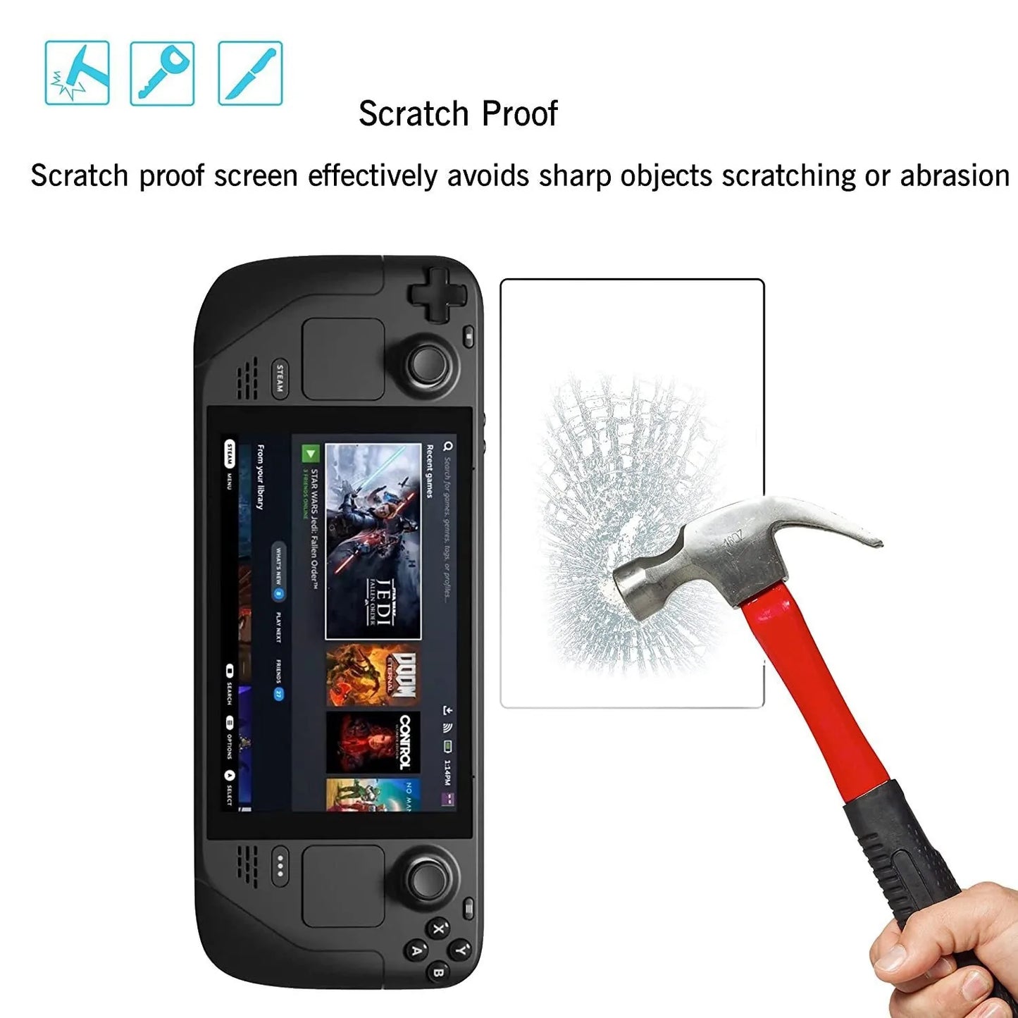 2Pcs Screen Protector for Steam Deck OLED HD Tempered Glass Screen Protection on New Steam Deck Oled Switch Oled Film Accessory