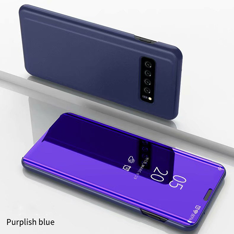 Luxury leather transparent mirror flip phone case - Small Enterprise