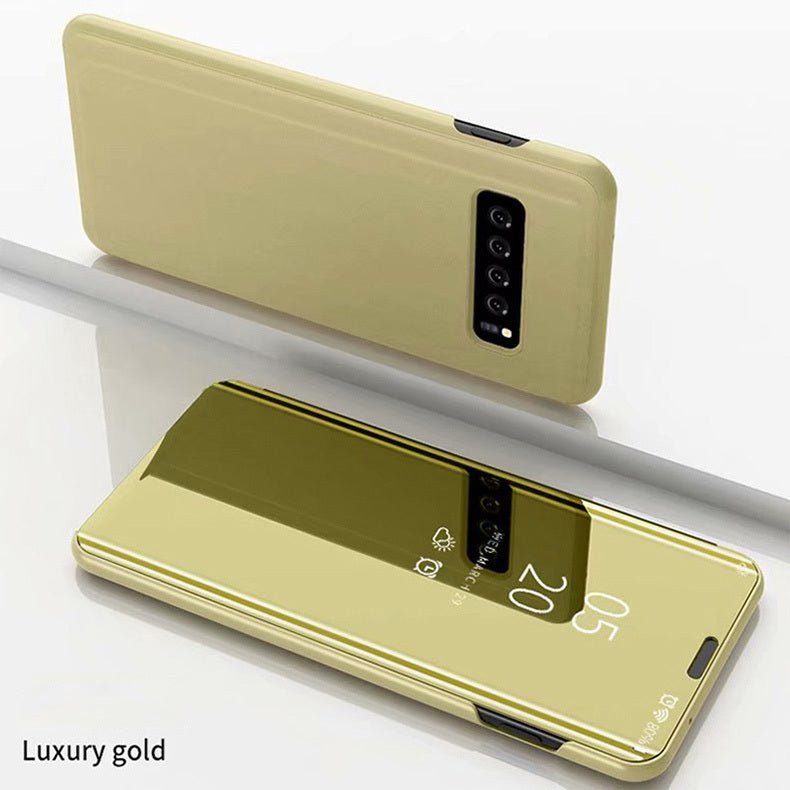 Luxury leather transparent mirror flip phone case - Small Enterprise