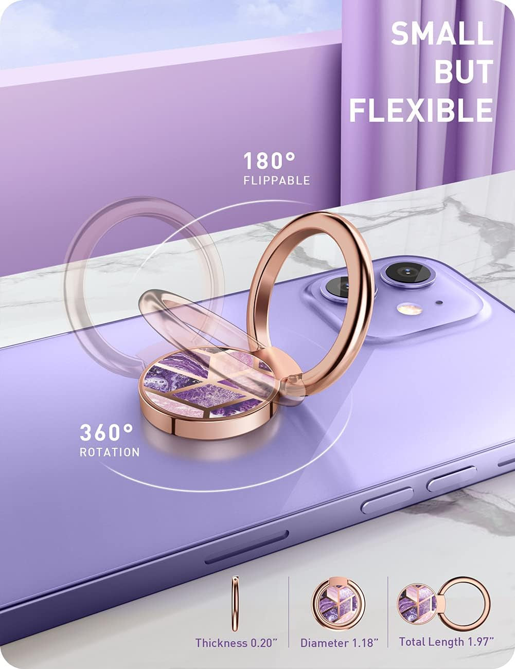 I-Blaosn 360 Degree Rotating Phone Ring Holder with Sparkling Design for Iphone and Android Smartphones (Ameth)