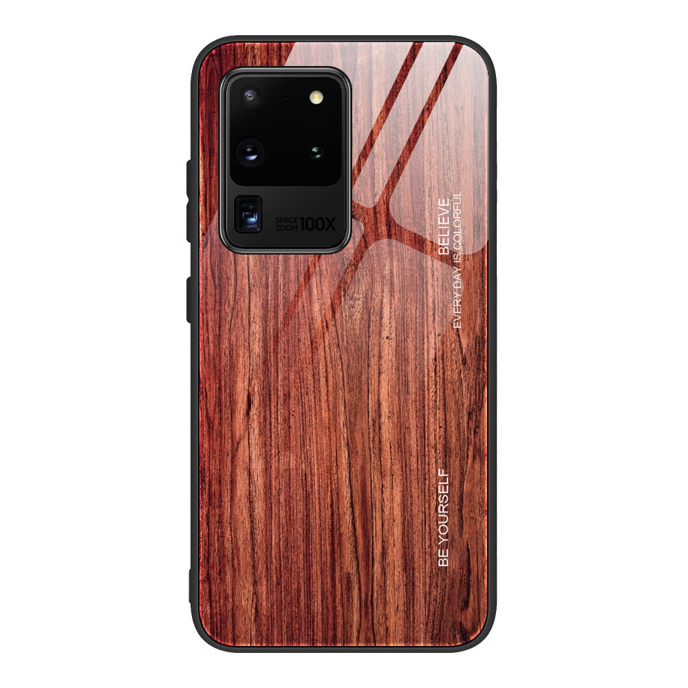 Wood grain tempered glass phone case - Small Enterprise