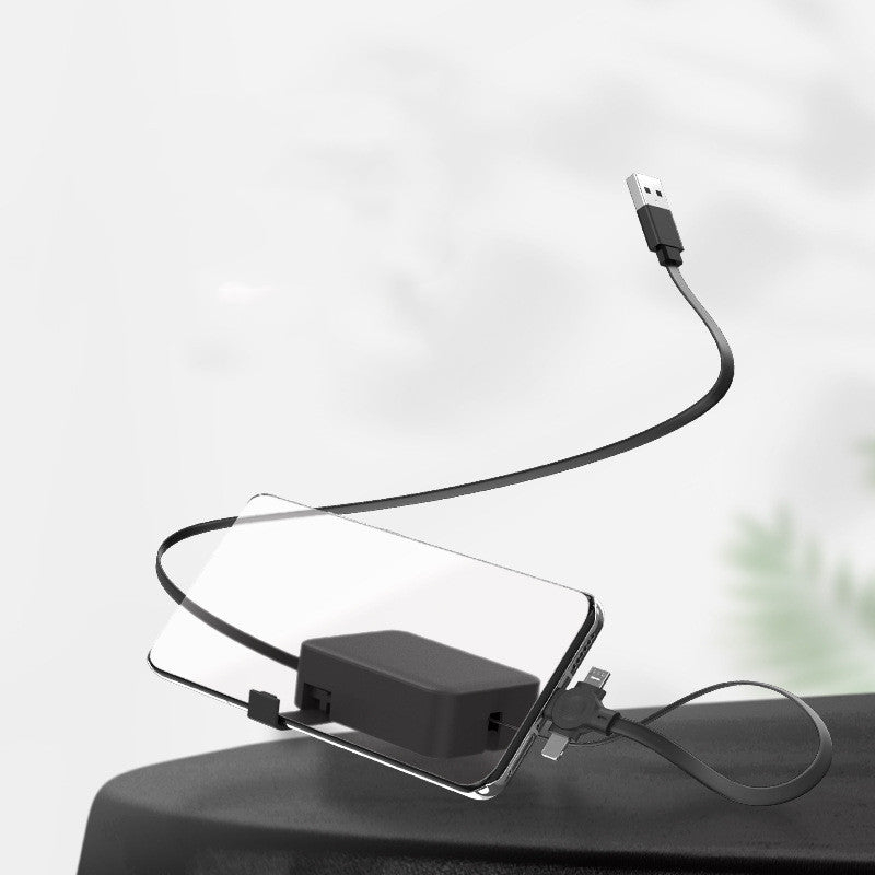 4 In 1 Retractable USB Cable Creative Macaron Type C Micro Cable For I Phone With Phone Stand Charging Data Cable Line Storage Box - Small Enterprise