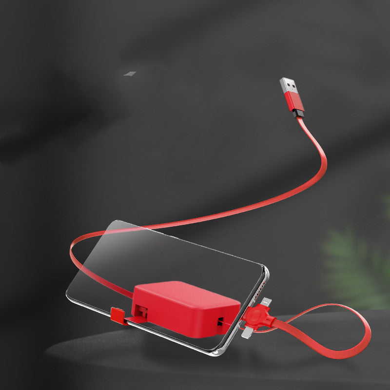 4 In 1 Retractable USB Cable Creative Macaron Type C Micro Cable For I Phone With Phone Stand Charging Data Cable Line Storage Box - Small Enterprise