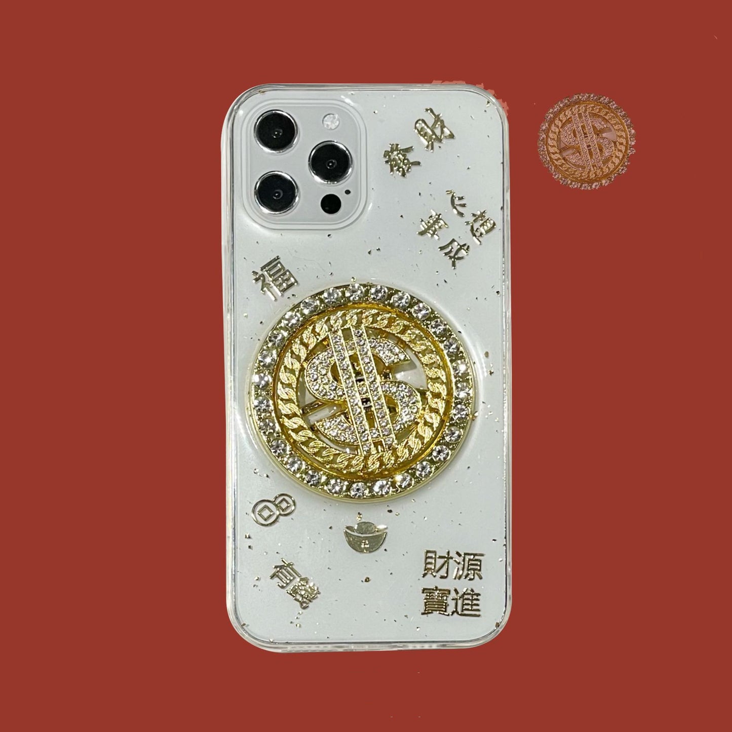 3D Diamond Dollar Turnplate Phone Case Luxury Designer - Small Enterprise
