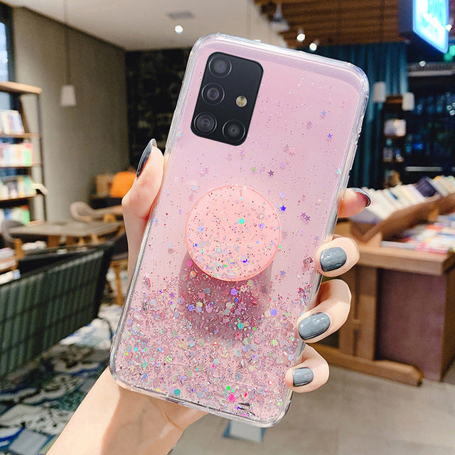 Samsung S20 Mobile Phone Case Star Glitter Silver Foil - Small Enterprise