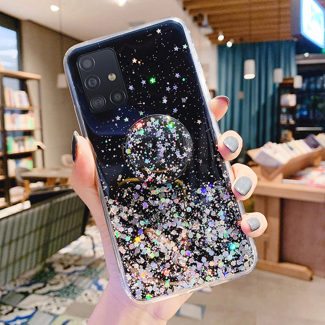 Samsung S20 Mobile Phone Case Star Glitter Silver Foil - Small Enterprise