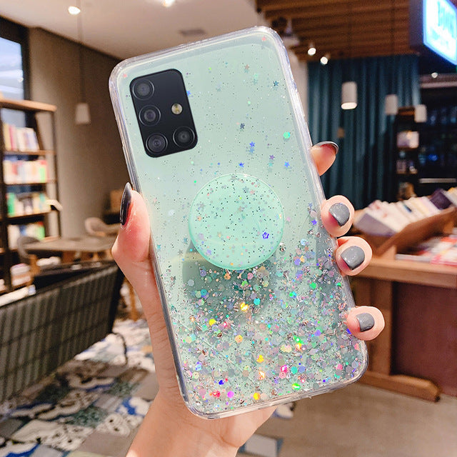 Samsung S20 Mobile Phone Case Star Glitter Silver Foil - Small Enterprise