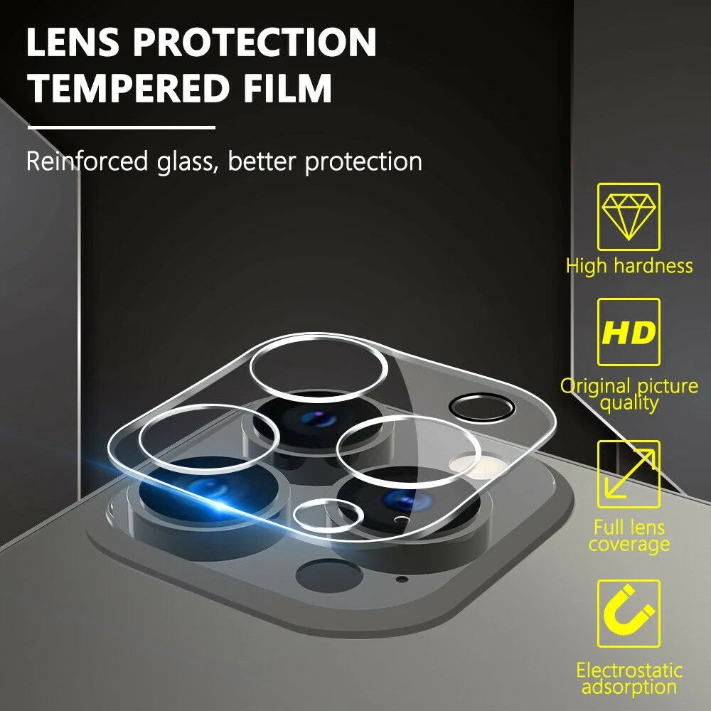 Iphone 13 Screen Protector Tempered Glass (2-Pack) + Camera Lens Protector (2-Pack),9H Black