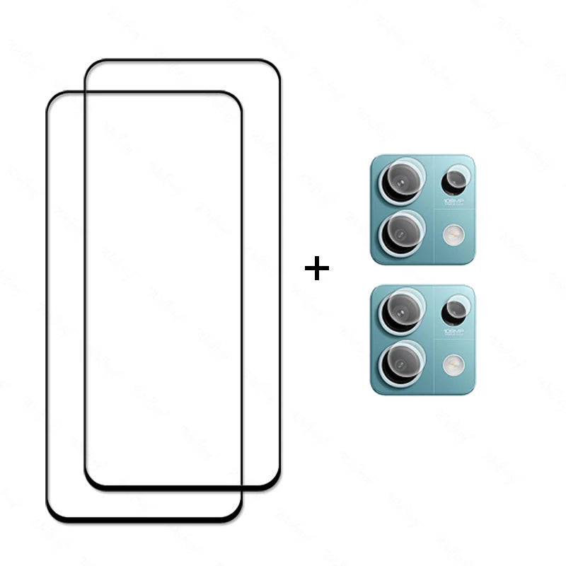6 in 1 for Redmi Note 13 Glass Tempered Glass Redmi Note 13 Glass Full Cover Screen Protector Camera Film Redmi Note 13