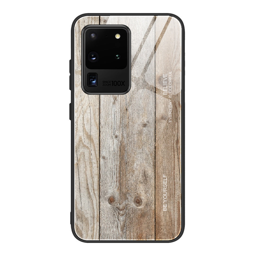 Wood grain tempered glass phone case - Small Enterprise