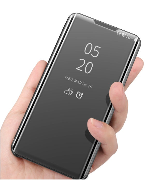 Luxury leather transparent mirror flip phone case - Small Enterprise