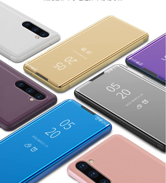 Luxury leather transparent mirror flip phone case - Small Enterprise