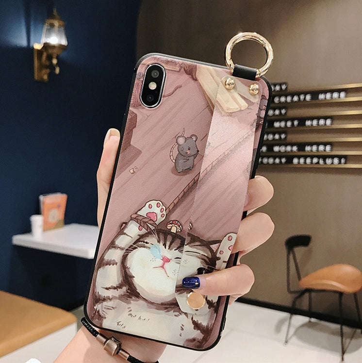 Compatible with Apple, Rose Flowers Wrist Strap phone Cases For iPhone - Small Enterprise
