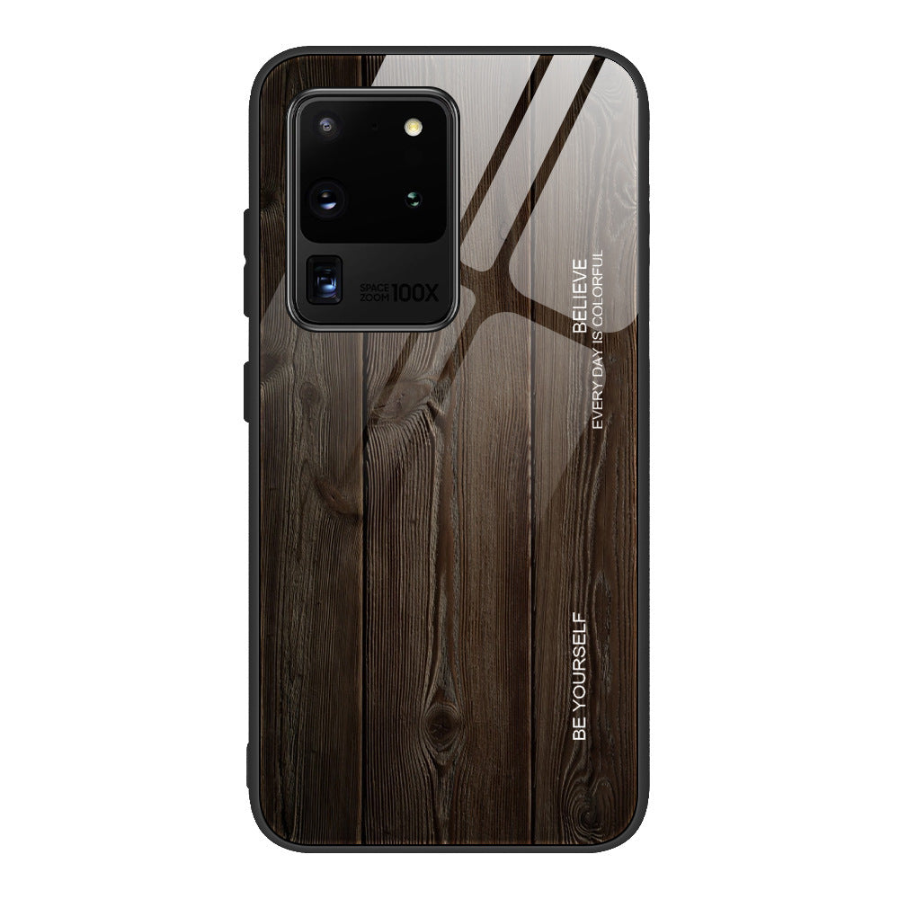 Wood grain tempered glass phone case - Small Enterprise