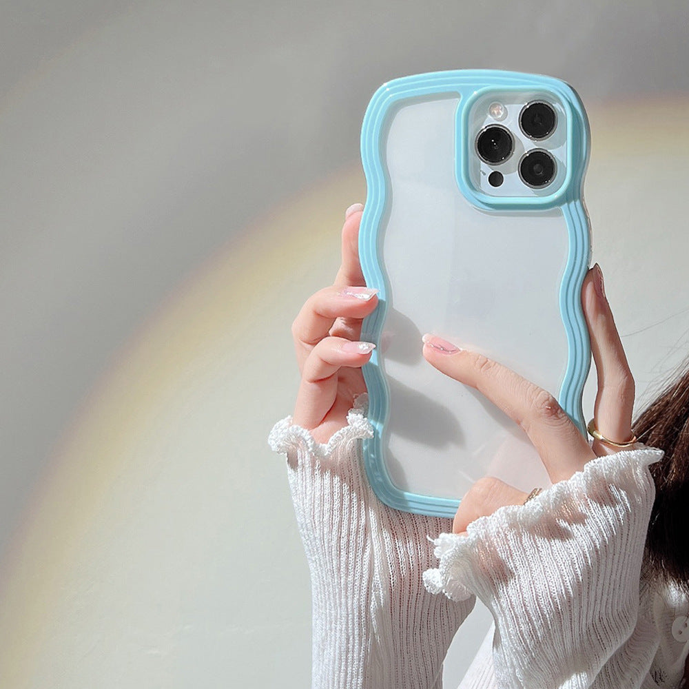 Wave Border Mobile Phone Case Solid Color Simple Candy Color - Small Enterprise