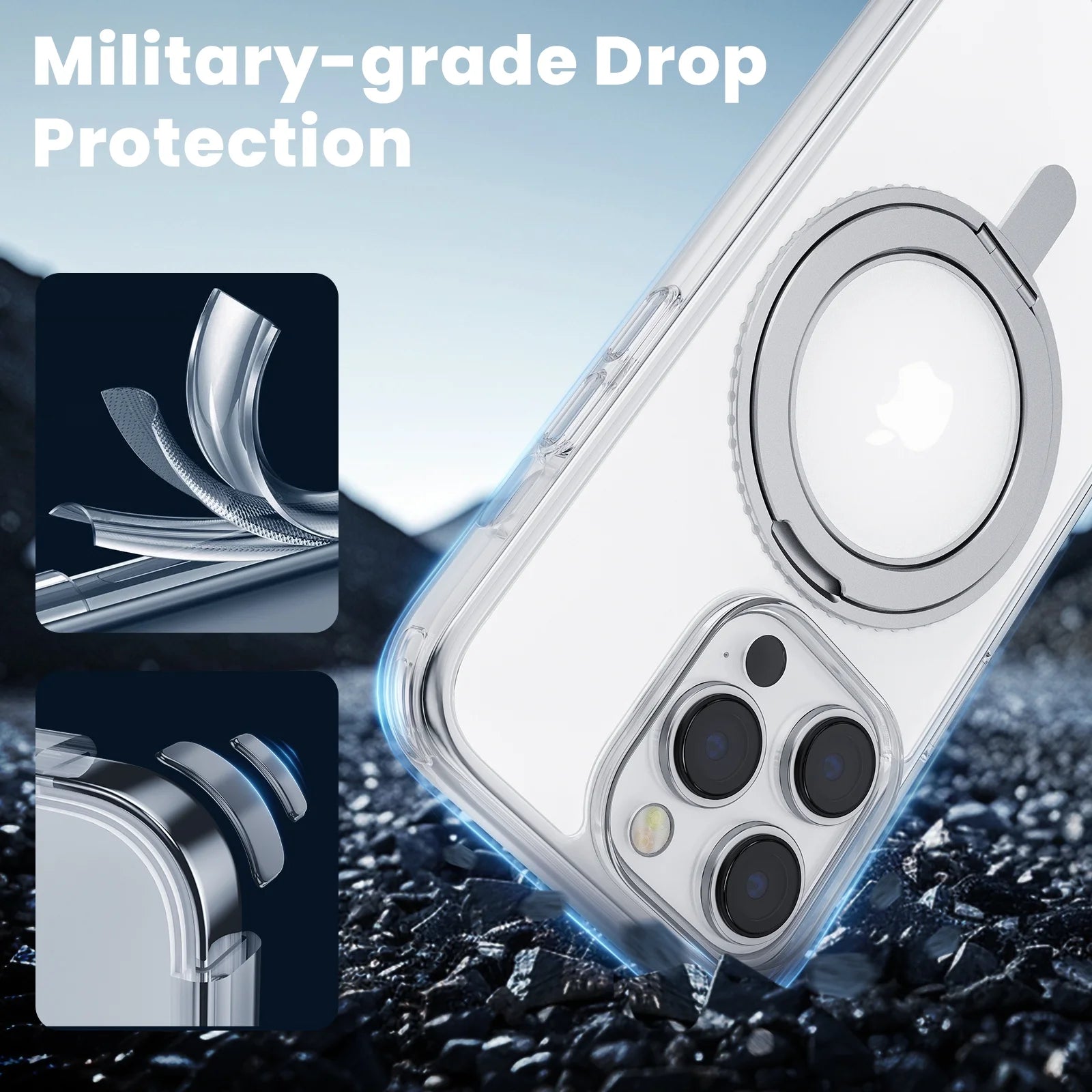 Iphone 14 Pro Case Magsafe Compatible, Acrylic Phone Case with 360° Magnetic Ring Stand