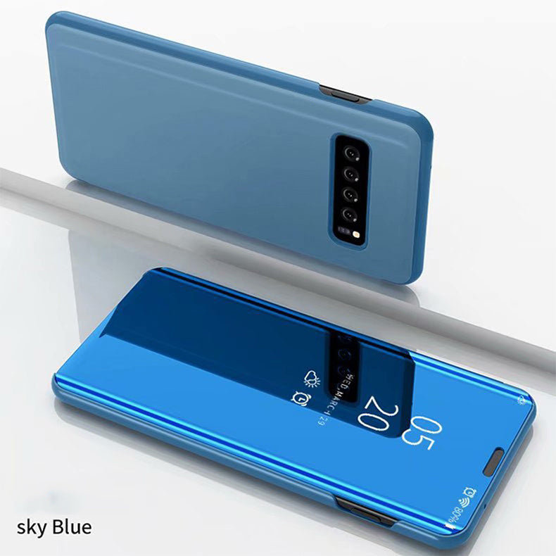 Luxury leather transparent mirror flip phone case - Small Enterprise