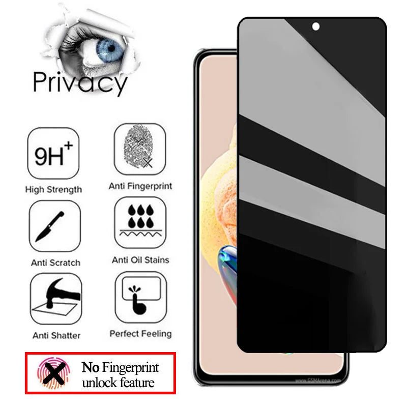Anti-Spy Glass Protector for Redmi Note 12 Pro Privacy Screen Protector Redmi Note 12 5G Privacy Glass Film Note 12S Cristal Antiespia for Xiaomi Redmi Note12 Pro+ Tempered Glass Redmi Note 12 Pro Plus