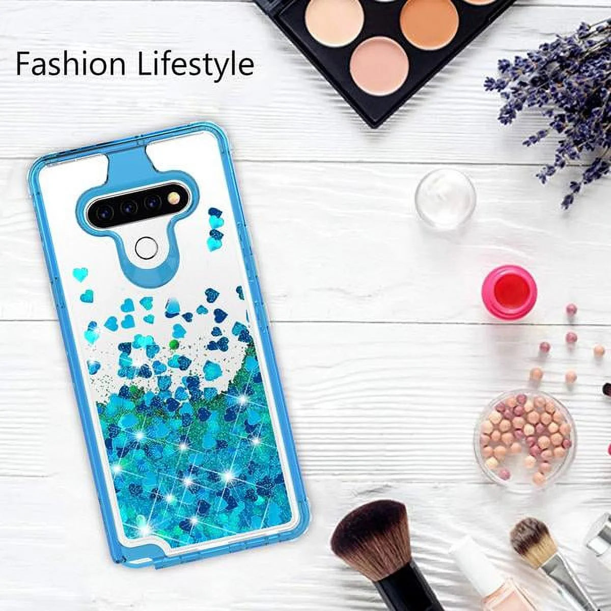 LG Stylo 6 / Stylo 6 plus Case, Clear Glitter Sparkle Flowing Liquid Shockproof Protective Case - Teal