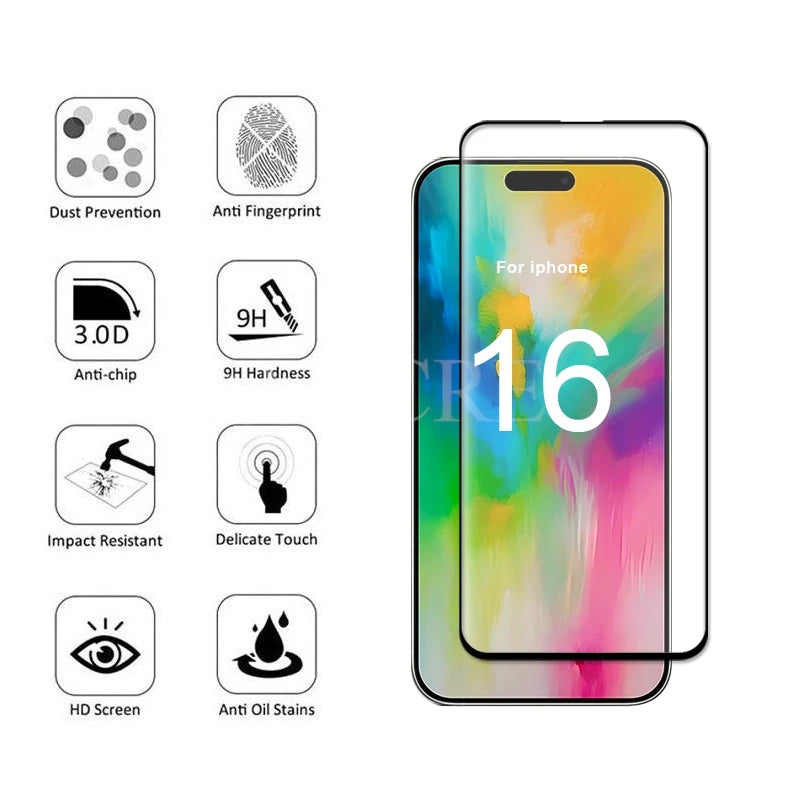 4 Pcs for Apple Iphone 16 Pro Max Glass Tempered Glass HD Flim Screen Protector Film for Iphone 16 15 14 13 12 11 Pro Max Glass