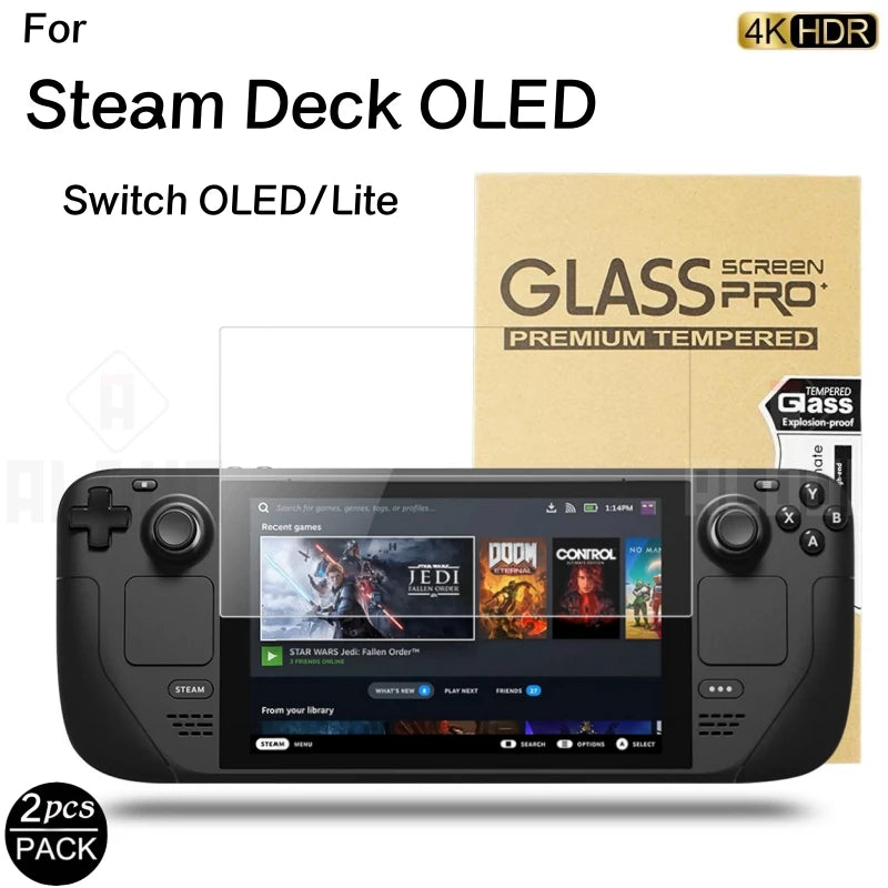 2Pcs Screen Protector for Steam Deck OLED HD Tempered Glass Screen Protection on New Steam Deck Oled Switch Oled Film Accessory