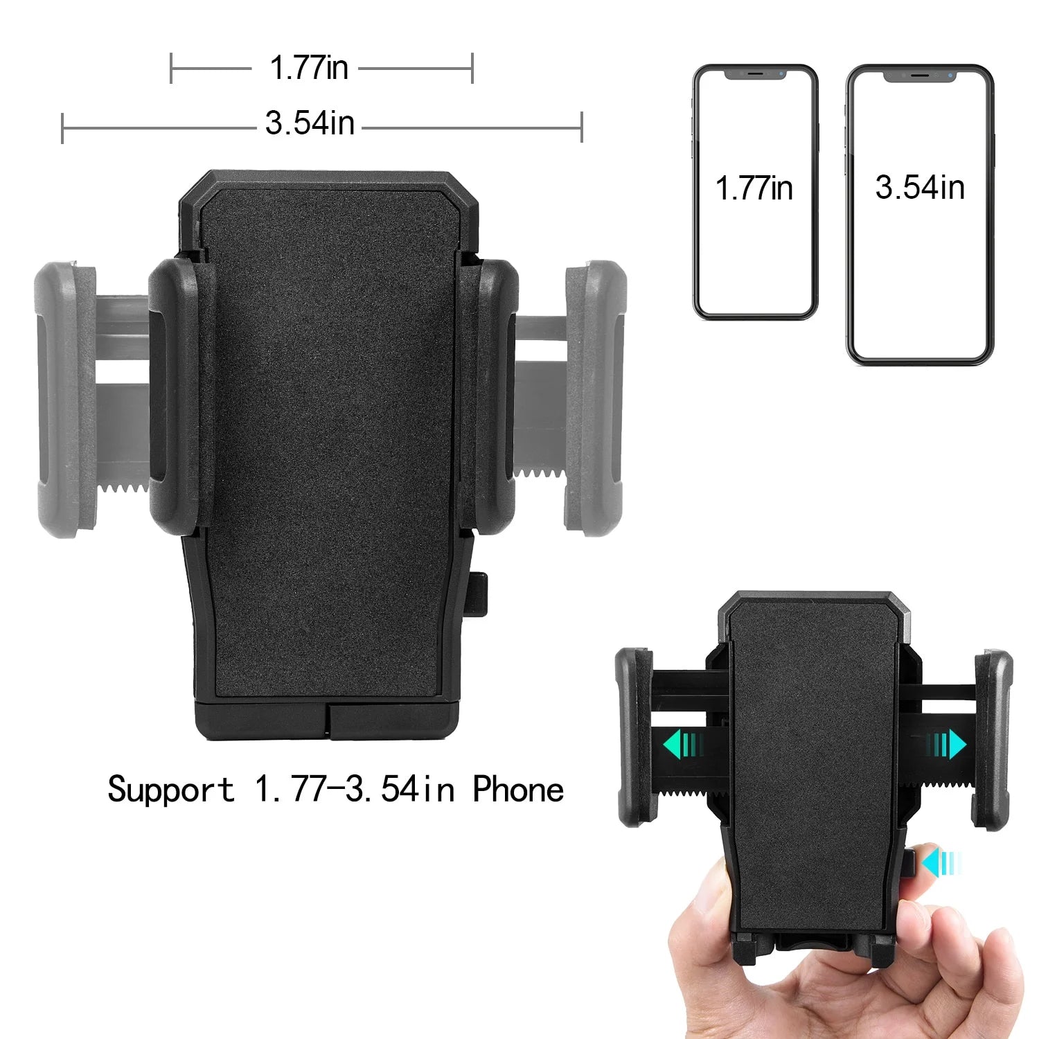 Universal Cup Holder Cell Phone Car Mount with Long Adjustable Arm and Rotatable Cradle with Quick Release Button - Black