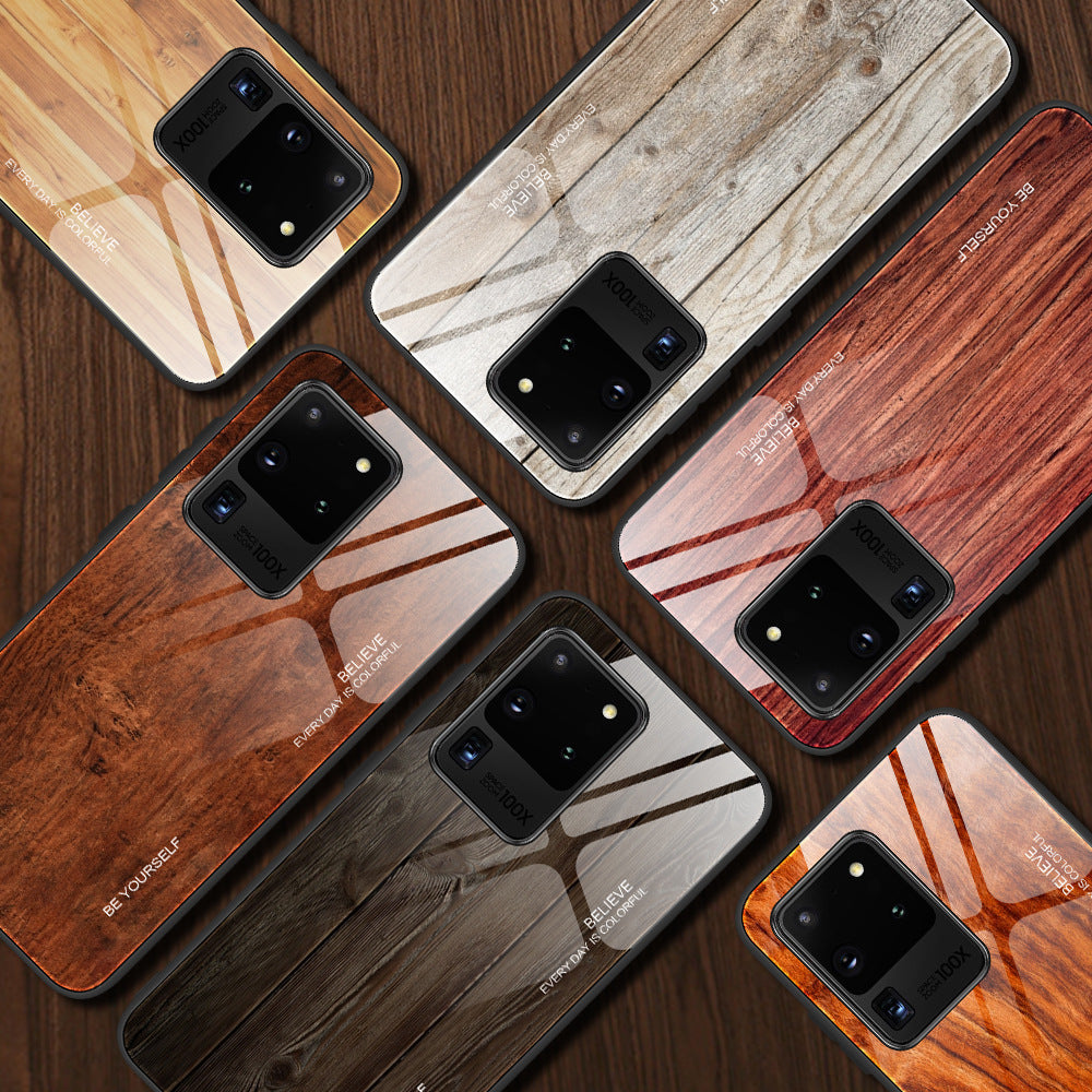 Wood grain tempered glass phone case - Small Enterprise