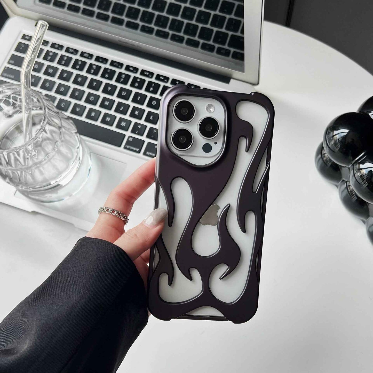 Flame Pattern Electroplating Heat Dissipation Phone Case