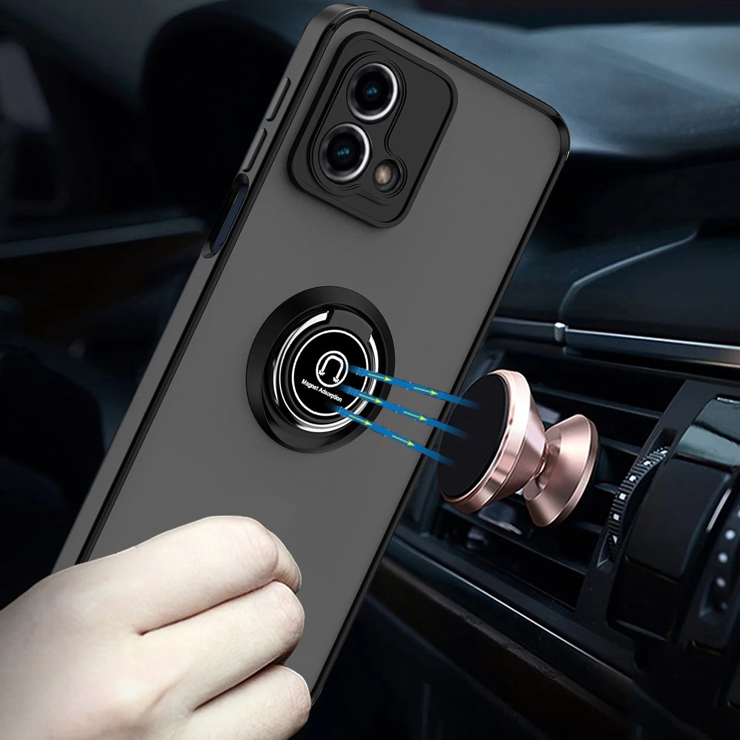 for Motorola Moto G Stylus 5G 2023 Phone Case, with Tempered Glass Screen Protector, 360 Degrees Rotating Metal Ring Magnetic Support Kickstand Cover for Moto G Stylus 5G 2023 (Red)