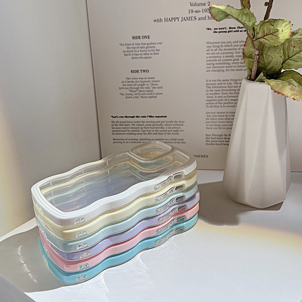 Wave Border Mobile Phone Case Solid Color Simple Candy Color - Small Enterprise