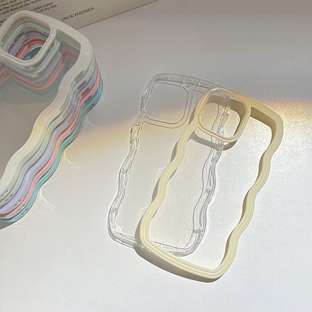 Wave Border Mobile Phone Case Solid Color Simple Candy Color - Small Enterprise