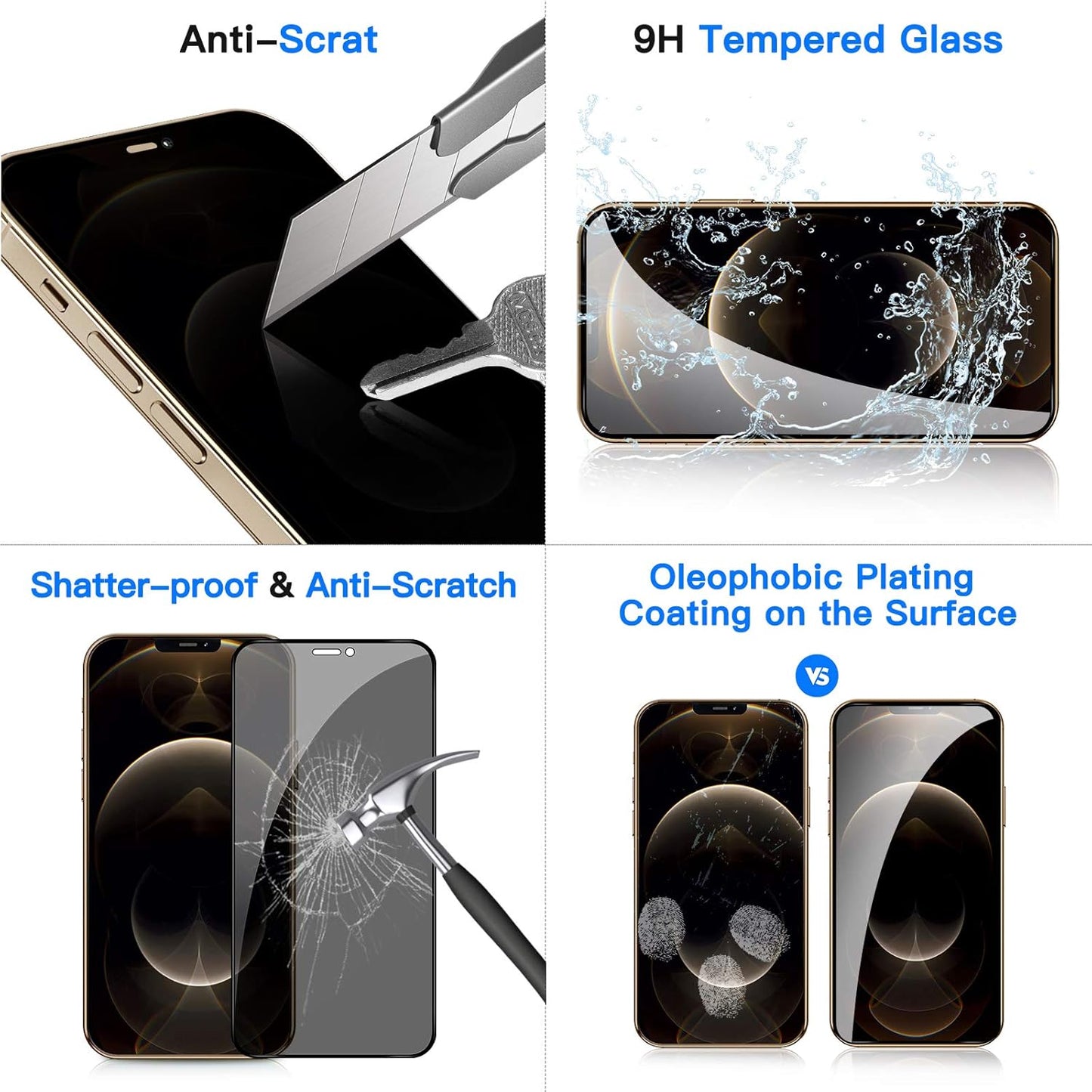 2 Pack Privacy Screen Protector for Iphone 12 Pro Max, Premium 4D Curved Edge to Edge Full Coverage Privacy Tempered Glass Screen Protector for Iphone 12 Pro Max(6.7 Inch)