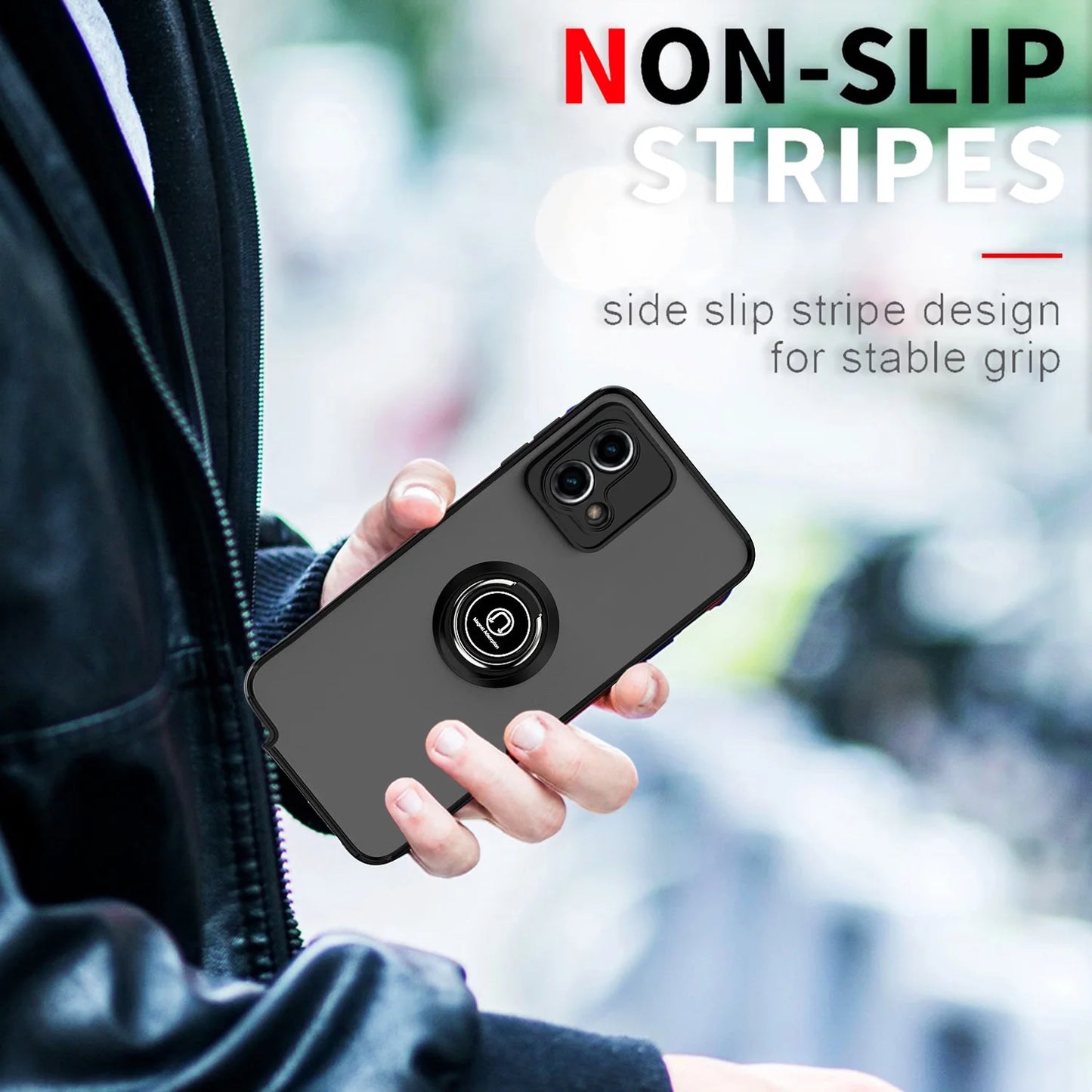 for Motorola Moto G Stylus 5G 2023 Phone Case, with Tempered Glass Screen Protector, 360 Degrees Rotating Metal Ring Magnetic Support Kickstand Cover for Moto G Stylus 5G 2023 (Red)