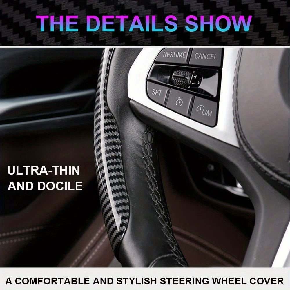 Upgrade Your Driving Experience With A Non-Slip Carbon Fiber Steering Wheel Cover!