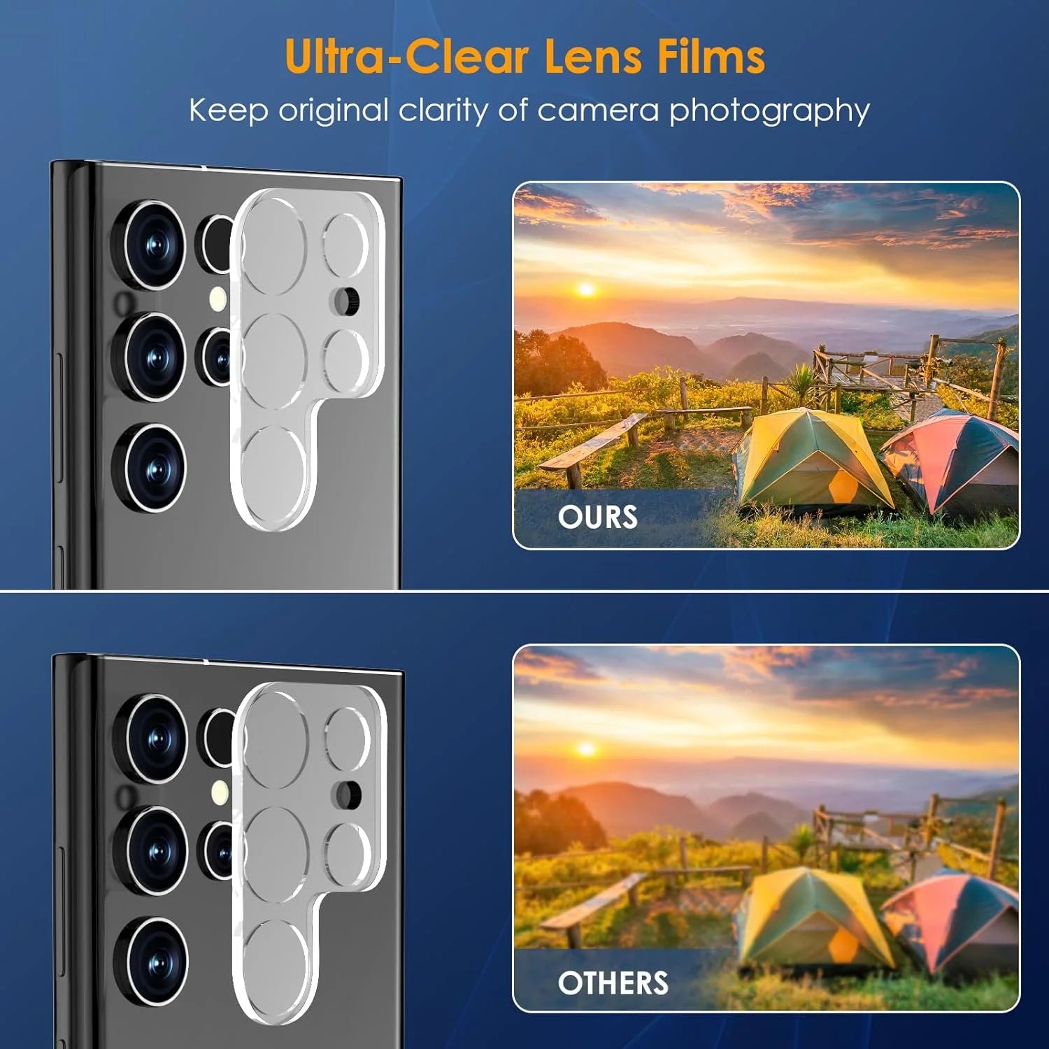 3 Pack for Samsung Galaxy S24 Ultra Screen Protector with 2 Pack Transparent Lens Protector for Samsung S24 Ultra Touch Sensitive Bubble Free(3+2 Pack)