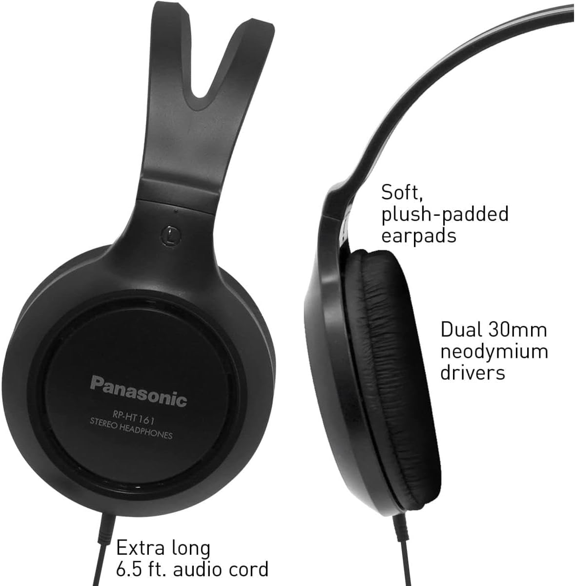 Panasonic RP-HT161-K: Lightweight Bass-Enhanced Headphones - Small Enterprise
