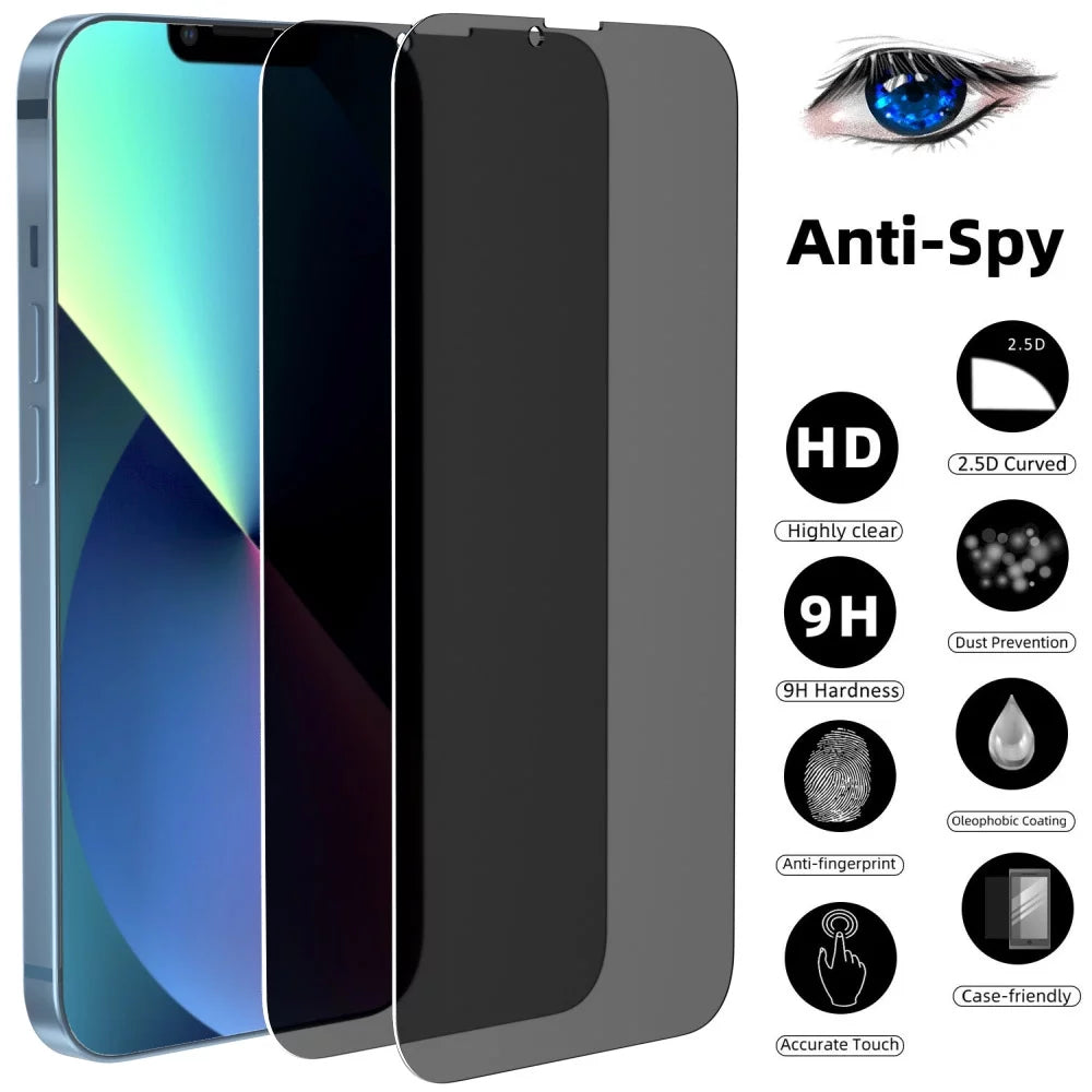 Privacy Screen Protector Compatible with Iphone 13 Mini anti Spy Case Friendly Tempered Glass 9H Black (2 Pack)