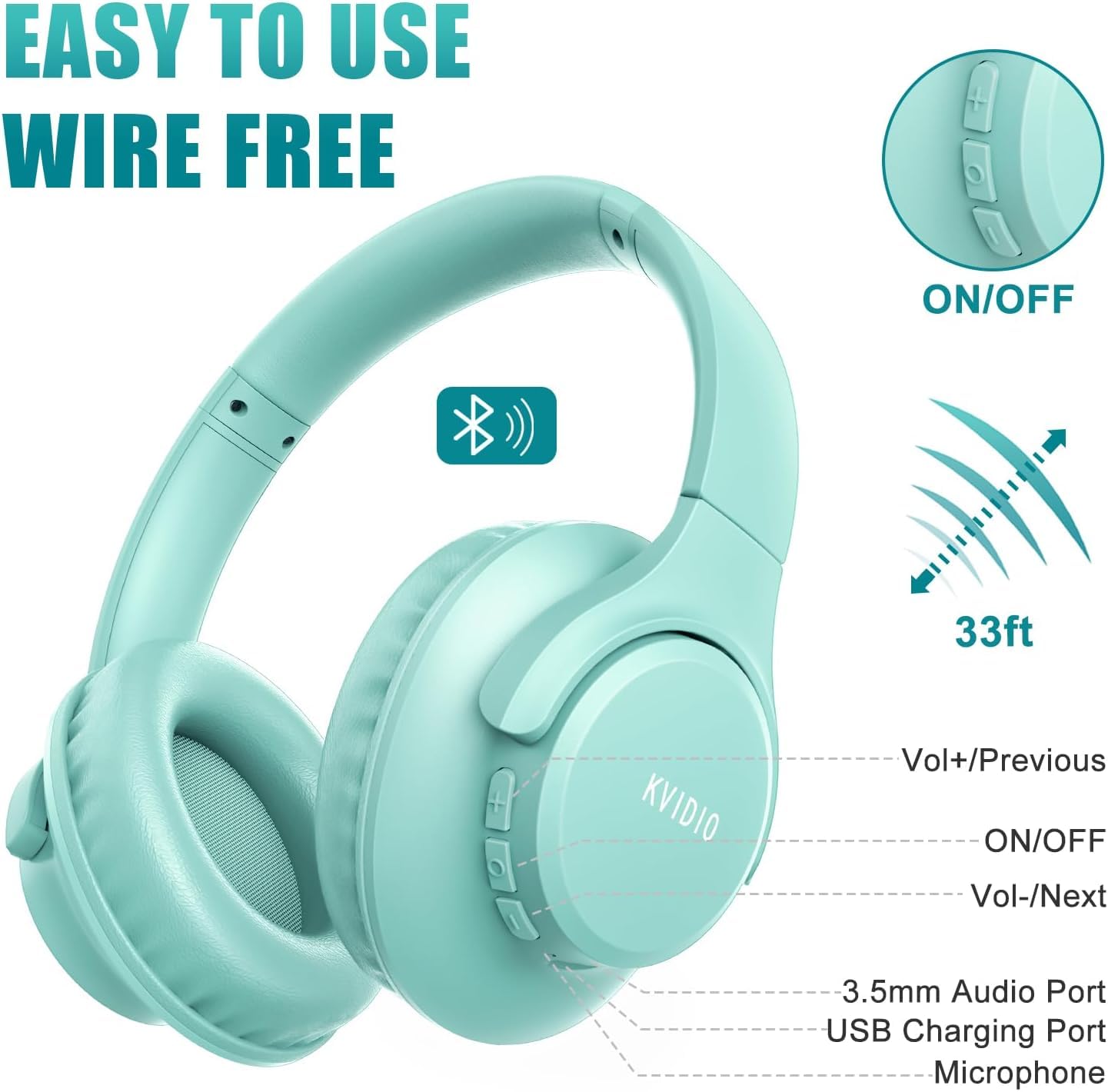 KVIDIO ProBass 65H Wireless Headphones - Travel Ready! - Small Enterprise