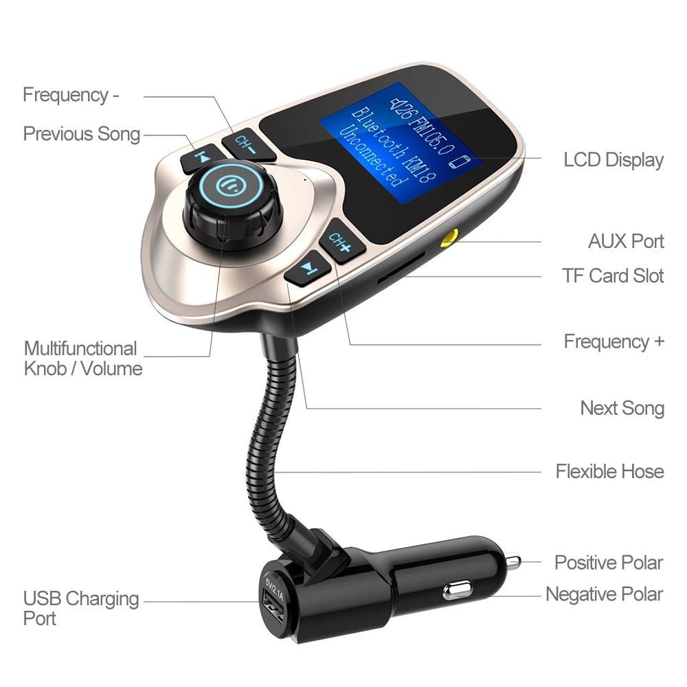Nulaxy FlexiConnect: 2024 Bluetooth FM Car Adapter