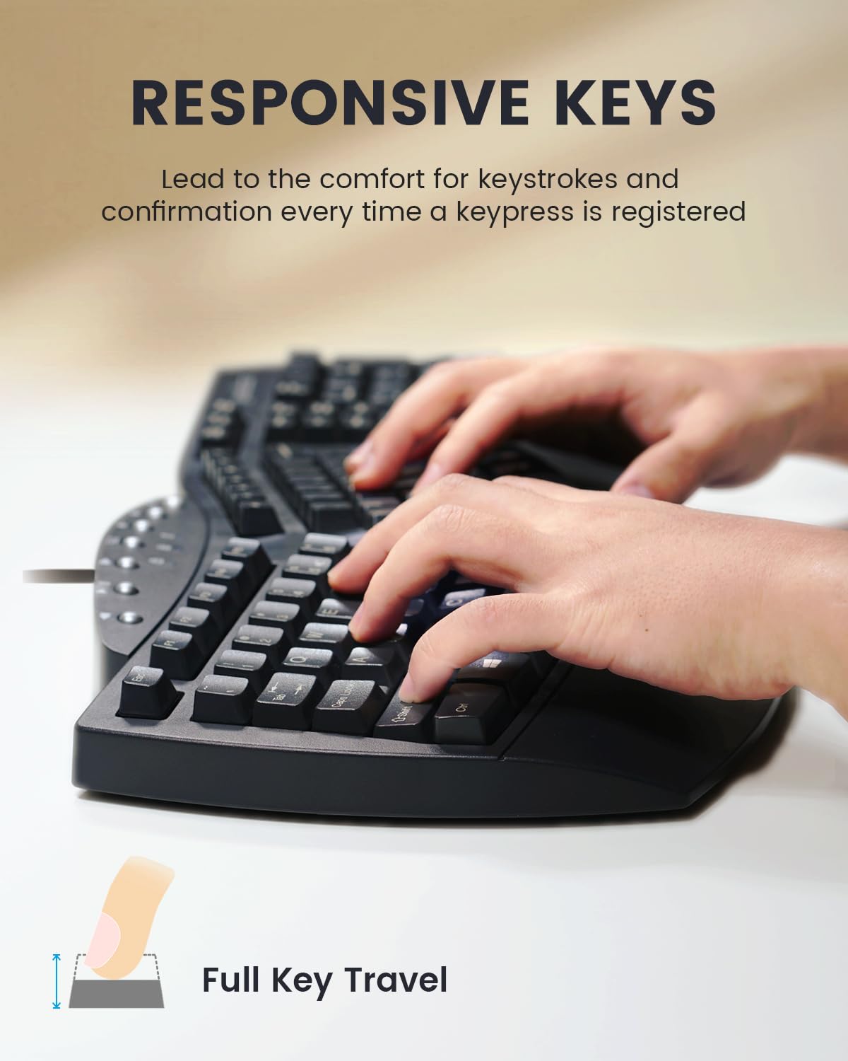 PeriSplit Ergonomic Keyboard with Wrist Rest - Black