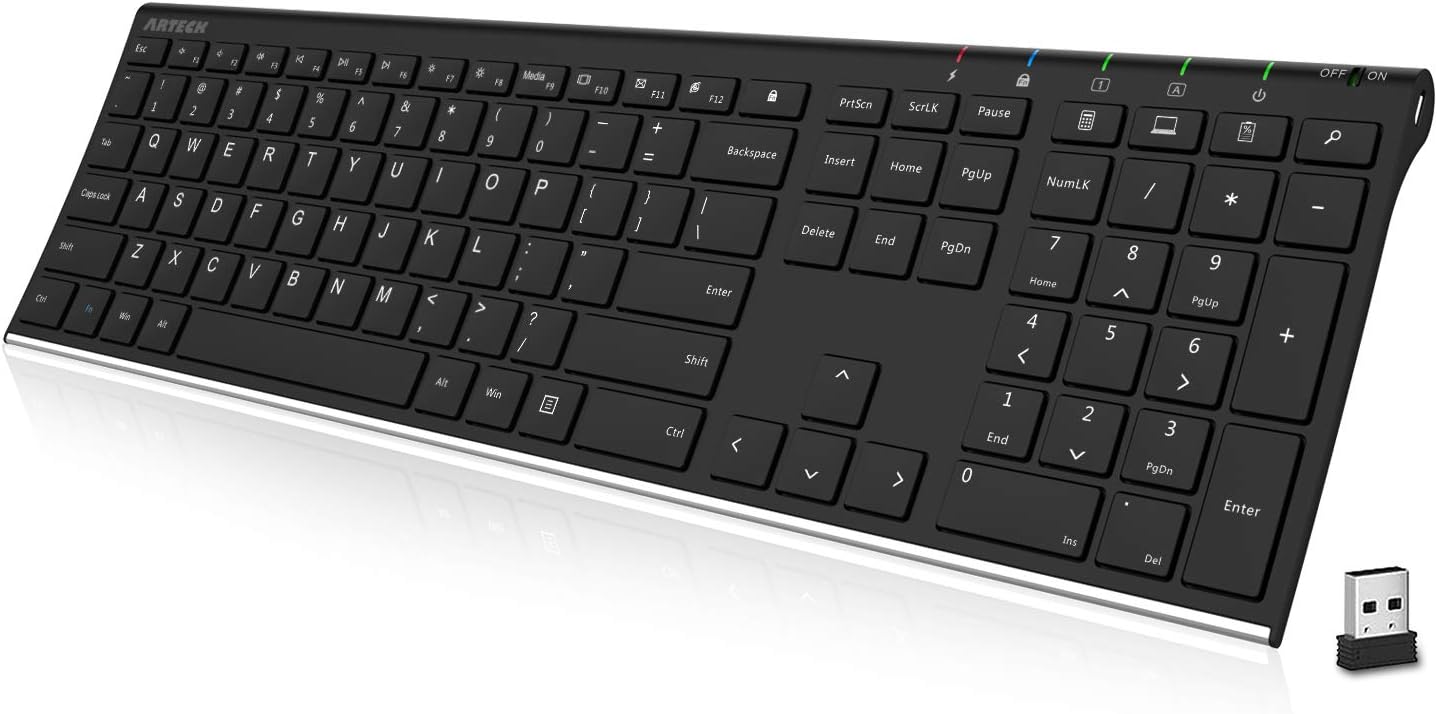 Arteck SlimSteel Wireless Keyboard with Numpad
