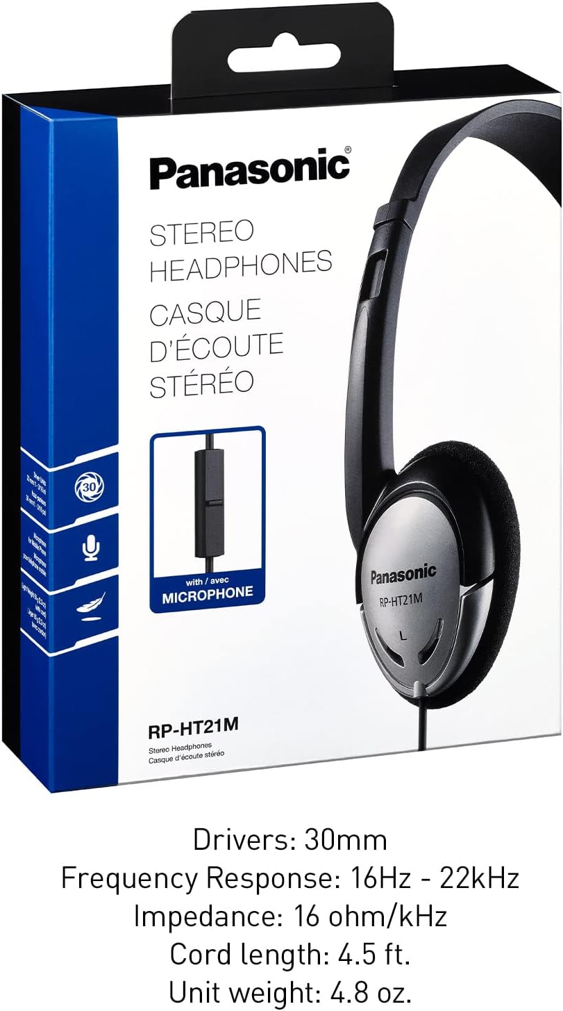 Panasonic RP-HT161-K: Lightweight Bass-Enhanced Headphones - Small Enterprise