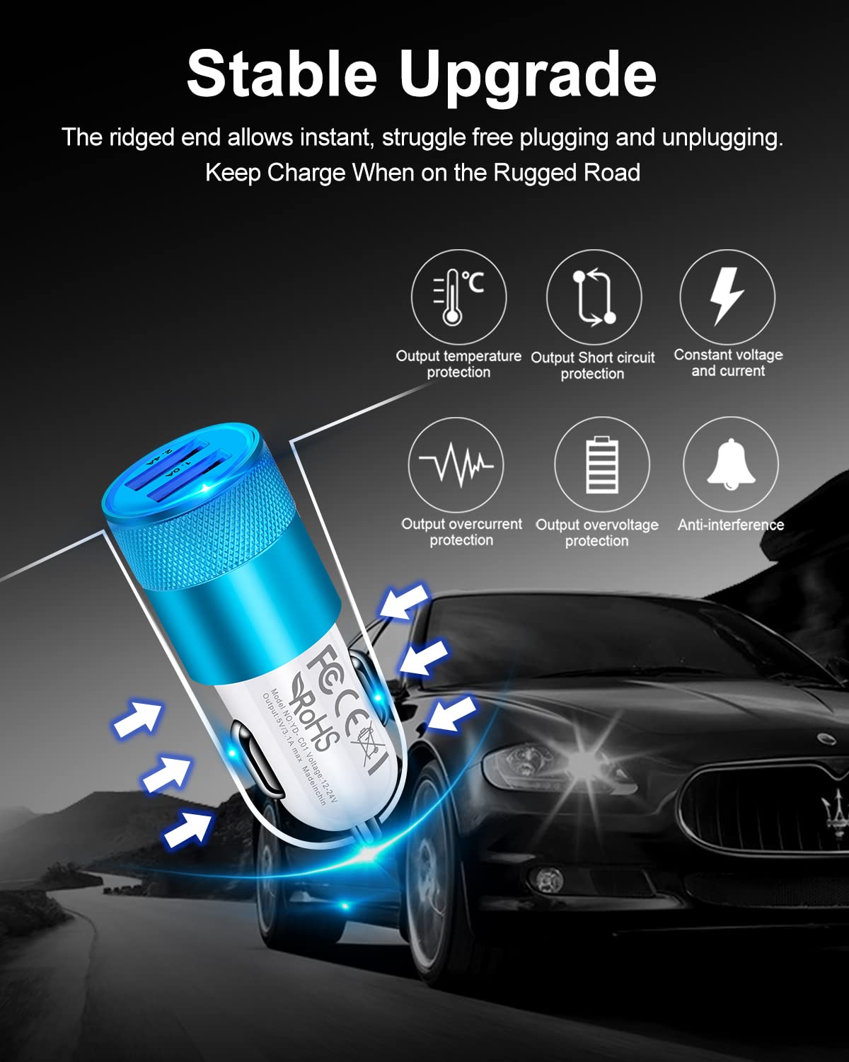 DualBoost Car Charger: Fast 3.4A 2-Pack USB Adapter