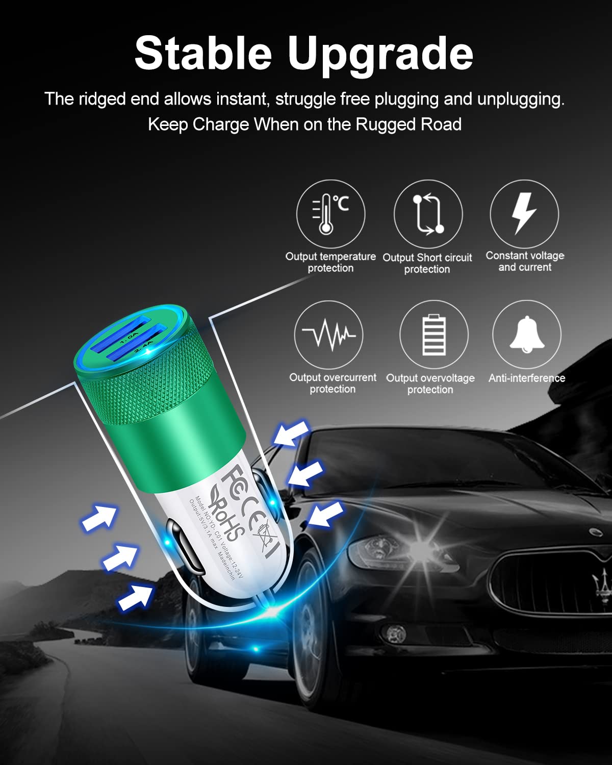 DualBoost Car Charger: Fast 3.4A 2-Pack USB Adapter