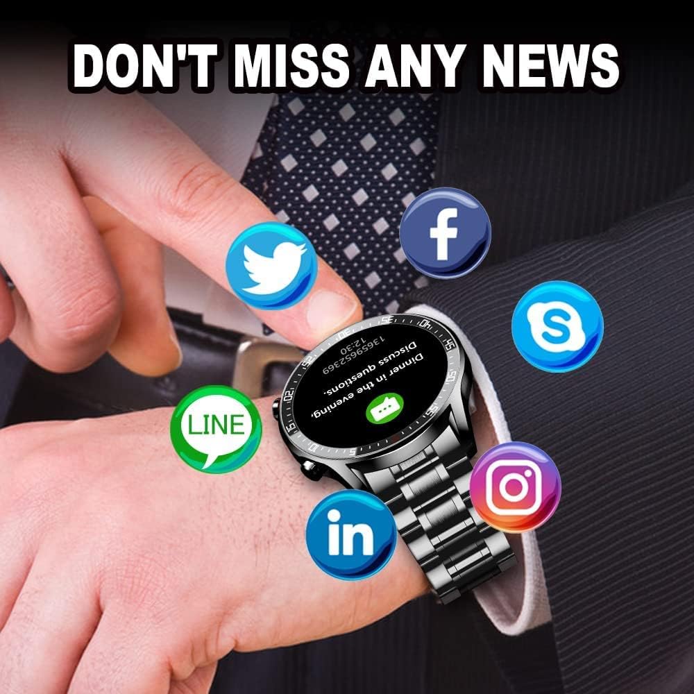 Smart Watches for Men, Fitness Tracker with GPS and Pedometer, Dial/Receive Call Sports Watch, Blood Pressure/Heart Rate/Sleep Monitor, 1.3'' Full Touch Big Screen, Android and Ios Compatible