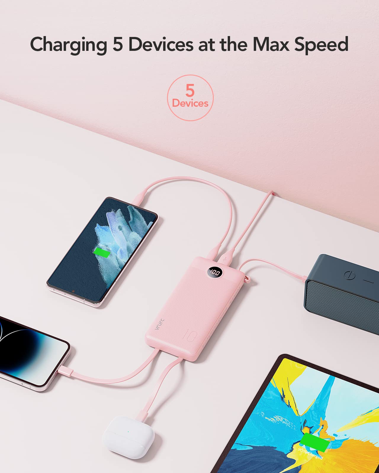 ChargeMate 10000mAh: Portable Power Bank for All Devices - Pink - Small Enterprise